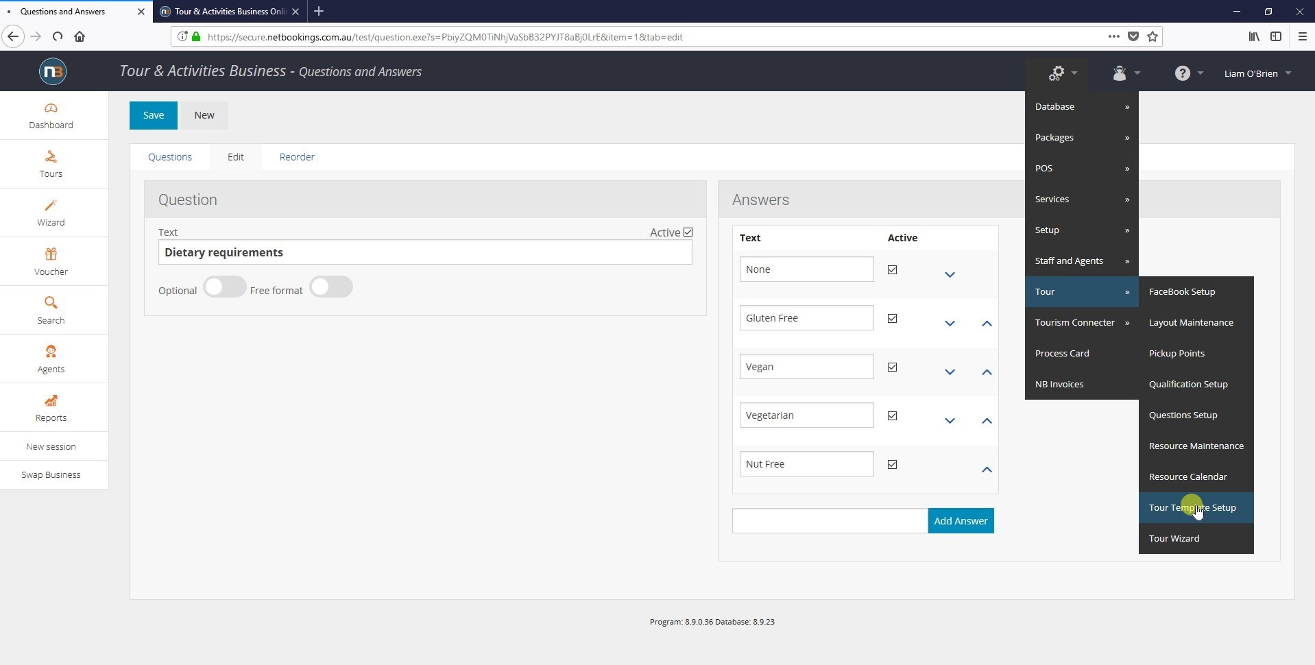 Click 'Tour Template Setup' Click 'Tour Template Setup'