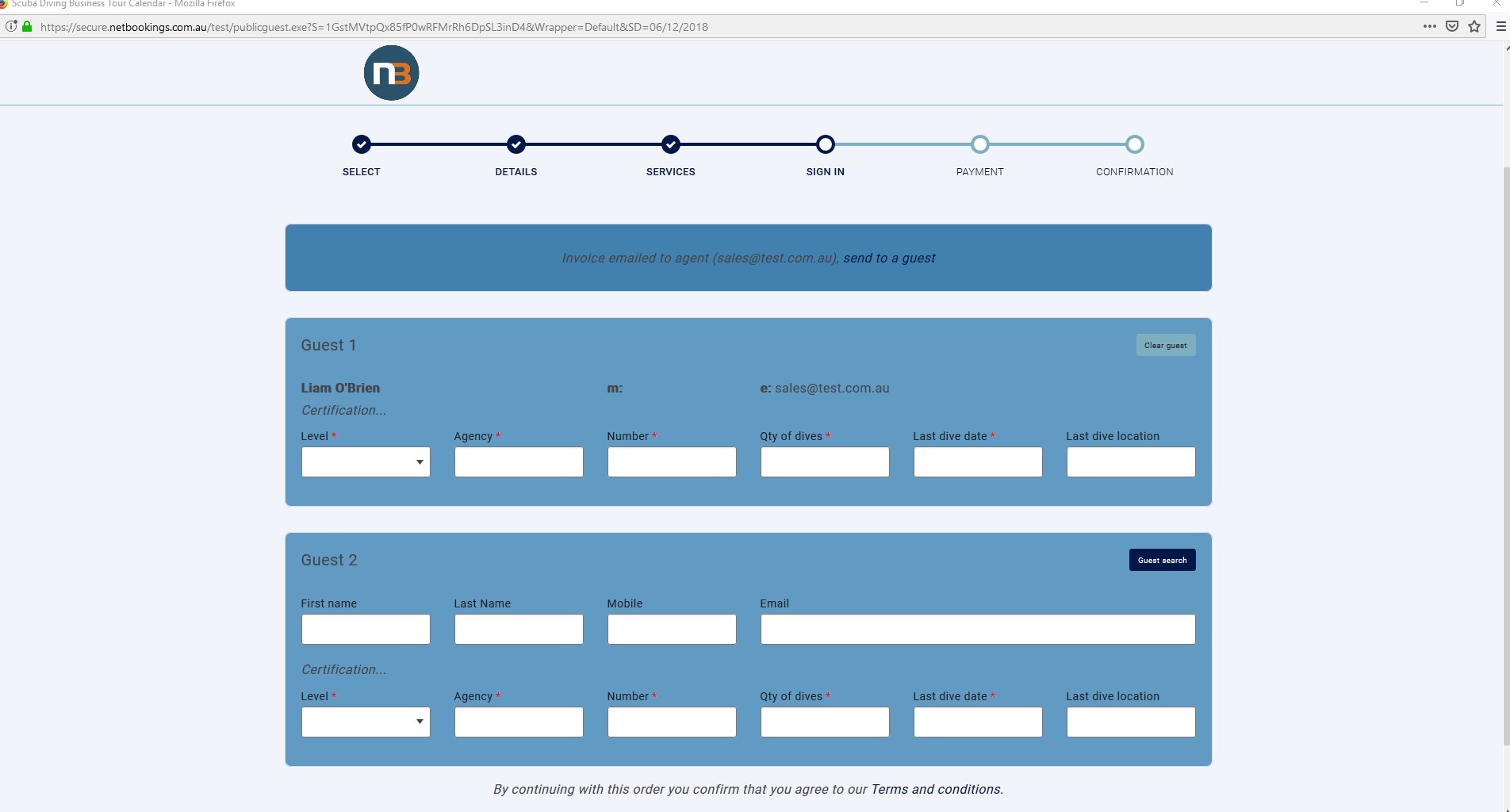 Continue the Booking Process