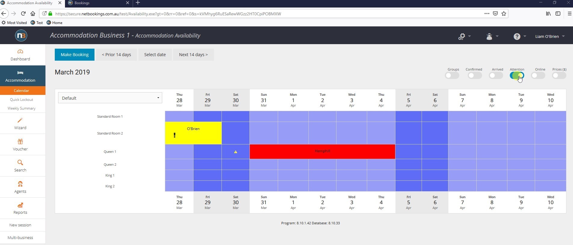 Navigate to Booking Calendar